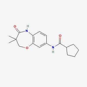 molecular formula C17H22N2O3 B2768712 N-(3,3-dimethyl-4-oxo-2,3,4,5-tetrahydro-1,5-benzoxazepin-8-yl)cyclopentanecarboxamide CAS No. 921583-75-7