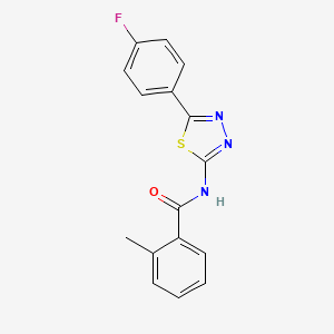 molecular formula C16H12FN3OS B2768715 N-(5-(4-fluorophenyl)-1,3,4-thiadiazol-2-yl)-2-methylbenzamide CAS No. 391226-30-5