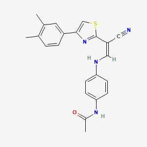 molecular formula C22H20N4OS B2768722 (Z)-N-(4-((2-cyano-2-(4-(3,4-dimethylphenyl)thiazol-2-yl)vinyl)amino)phenyl)acetamide CAS No. 1321956-05-1