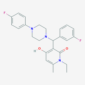 molecular formula C25H27F2N3O2 B2768727 1-ethyl-3-((3-fluorophenyl)(4-(4-fluorophenyl)piperazin-1-yl)methyl)-4-hydroxy-6-methylpyridin-2(1H)-one CAS No. 897734-71-3