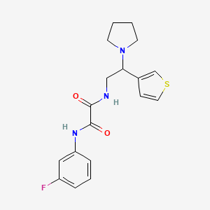 molecular formula C18H20FN3O2S B2768739 N1-(3-fluorophenyl)-N2-(2-(pyrrolidin-1-yl)-2-(thiophen-3-yl)ethyl)oxalamide CAS No. 946247-89-8