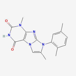 molecular formula C17H17N5O2 B2768742 8-(2,5-dimethylphenyl)-1,7-dimethyl-1H-imidazo[2,1-f]purine-2,4(3H,8H)-dione CAS No. 878727-67-4