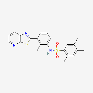 molecular formula C22H21N3O2S2 B2768748 2,4,5-trimethyl-N-(2-methyl-3-(thiazolo[5,4-b]pyridin-2-yl)phenyl)benzenesulfonamide CAS No. 863595-00-0