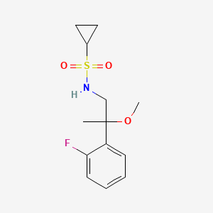 molecular formula C13H18FNO3S B2768756 N-(2-(2-氟苯基)-2-甲氧基丙基)环丙烷磺酰胺 CAS No. 1797025-21-8