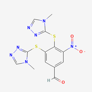 molecular formula C13H11N7O3S2 B2768762 3,4-Bis[(4-methyl-1,2,4-triazol-3-yl)sulfanyl]-5-nitrobenzaldehyde CAS No. 565207-42-3