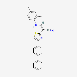 molecular formula C26H21N3S B2768768 (Z)-2-(4-([1,1'-联苯]-4-基)噻唑-2-基)-3-((2,4-二甲基苯基)氨基)丙烯腈 CAS No. 477186-91-7