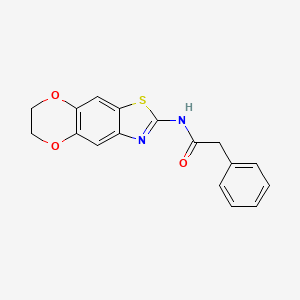 molecular formula C17H14N2O3S B2768774 N-(6,7-二氢-[1,4]二噁杂环[2,3-f][1,3]苯并噻唑-2-基)-2-苯乙酰胺 CAS No. 892853-40-6