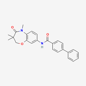 molecular formula C25H24N2O3 B2768775 N-(3,3,5-trimethyl-4-oxo-2,3,4,5-tetrahydrobenzo[b][1,4]oxazepin-8-yl)-[1,1'-biphenyl]-4-carboxamide CAS No. 921868-07-7