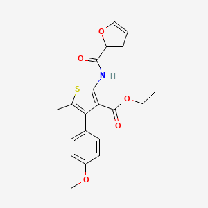 molecular formula C20H19NO5S B2768793 乙酸2-(呋喃-2-基甲酰胺基)-4-(4-甲氧苯基)-5-甲基噻吩-3-甲酸酯 CAS No. 496027-98-6