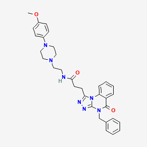 molecular formula C32H35N7O3 B2768798 3-(4-benzyl-5-oxo-4,5-dihydro[1,2,4]triazolo[4,3-a]quinazolin-1-yl)-N-{2-[4-(4-methoxyphenyl)piperazin-1-yl]ethyl}propanamide CAS No. 887213-46-9