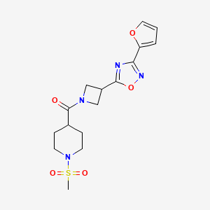(3-(3-(Furan-2-yl)-1,2,4-oxadiazol-5-yl)azetidin-1-yl)(1-(methylsulfonyl)piperidin-4-yl)methanone
