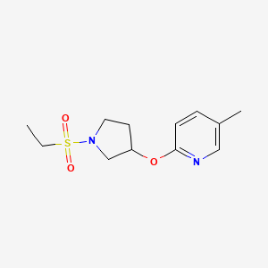 molecular formula C12H18N2O3S B2768811 2-((1-(Ethylsulfonyl)pyrrolidin-3-yl)oxy)-5-methylpyridine CAS No. 1903475-90-0