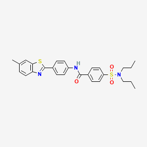 molecular formula C27H29N3O3S2 B2768813 4-(dipropylsulfamoyl)-N-[4-(6-methyl-1,3-benzothiazol-2-yl)phenyl]benzamide CAS No. 325978-77-6