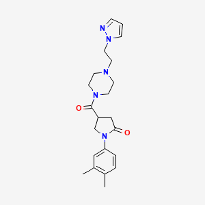 4-(4-(2-(1H-pyrazol-1-yl)ethyl)piperazine-1-carbonyl)-1-(3,4-dimethylphenyl)pyrrolidin-2-one
