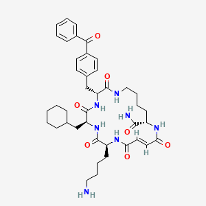 molecular formula C41H55N7O7 B2768839 (3R,6S,9S,12E,16S)-9-(4-Aminobutyl)-3-[(4-benzoylphenyl)methyl]-6-(cyclohexylmethyl)-2,5,8,11,14-pentaoxo-1,4,7,10,15-pentaazacycloeicos-12-ene-16-carboxamide CAS No. 1417537-93-9