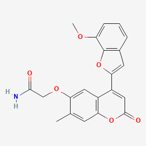 molecular formula C21H17NO6 B2768847 2-((4-(7-methoxybenzofuran-2-yl)-7-methyl-2-oxo-2H-chromen-6-yl)oxy)acetamide CAS No. 898415-79-7