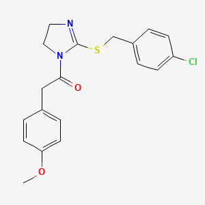 1-[2-[(4-Chlorophenyl)methylsulfanyl]-4,5-dihydroimidazol-1-yl]-2-(4-methoxyphenyl)ethanone