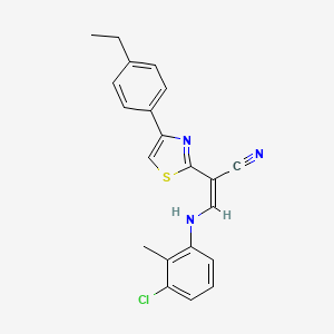 molecular formula C21H18ClN3S B2768851 (Z)-3-((3-chloro-2-methylphenyl)amino)-2-(4-(4-ethylphenyl)thiazol-2-yl)acrylonitrile CAS No. 477187-39-6