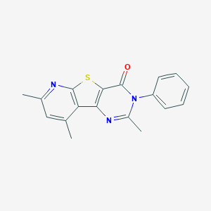molecular formula C18H15N3OS B276886 2,7,9-trimethyl-3-phenylpyrido[3',2':4,5]thieno[3,2-d]pyrimidin-4(3H)-one 