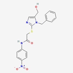 molecular formula C19H18N4O4S B2768874 2-((1-benzyl-5-(hydroxymethyl)-1H-imidazol-2-yl)thio)-N-(4-nitrophenyl)acetamide CAS No. 899748-06-2