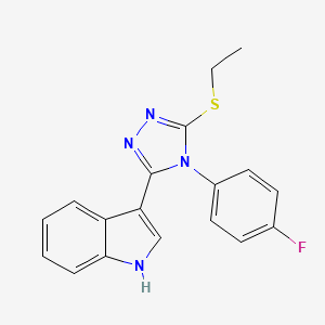 molecular formula C18H15FN4S B2768887 3-(5-(乙硫基)-4-(4-氟苯基)-4H-1,2,4-三唑-3-基)-1H-吲哚 CAS No. 946276-13-7