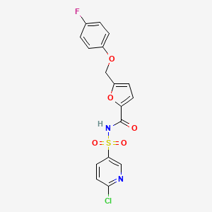 molecular formula C17H12ClFN2O5S B2768898 N-[(6-chloropyridin-3-yl)sulfonyl]-5-[(4-fluorophenoxy)methyl]furan-2-carboxamide CAS No. 1259168-15-4