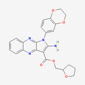 molecular formula C24H22N4O5 B2768909 (tetrahydrofuran-2-yl)methyl 2-amino-1-(2,3-dihydrobenzo[b][1,4]dioxin-6-yl)-1H-pyrrolo[2,3-b]quinoxaline-3-carboxylate CAS No. 848920-08-1