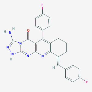 molecular formula C25H18F2N6O B276892 3-amino-10-(4-fluorobenzylidene)-6-(4-fluorophenyl)-7,8,9,10-tetrahydro[1,2,4]triazolo[4',3':1,2]pyrimido[4,5-b]quinolin-5(1H)-one 