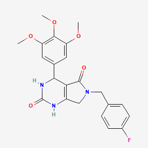 molecular formula C22H22FN3O5 B2768922 6-(4-fluorobenzyl)-4-(3,4,5-trimethoxyphenyl)-3,4,6,7-tetrahydro-1H-pyrrolo[3,4-d]pyrimidine-2,5-dione CAS No. 875158-99-9