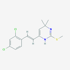 molecular formula C15H16Cl2N2S B2768930 4-(2,4-Dichlorostyryl)-6,6-dimethyl-2-(methylsulfanyl)-1,6-dihydropyrimidine CAS No. 329234-89-1