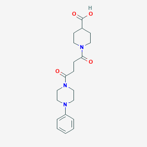 molecular formula C20H27N3O4 B276894 1-[4-Oxo-4-(4-phenylpiperazin-1-yl)butanoyl]piperidine-4-carboxylic acid 