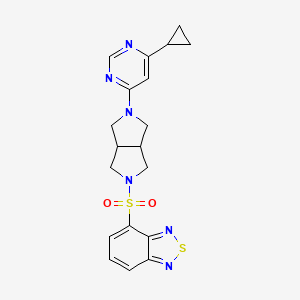 molecular formula C19H20N6O2S2 B2768942 4-[[2-(6-Cyclopropylpyrimidin-4-yl)-1,3,3a,4,6,6a-hexahydropyrrolo[3,4-c]pyrrol-5-yl]sulfonyl]-2,1,3-benzothiadiazole CAS No. 2415635-01-5