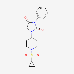 molecular formula C17H21N3O4S B2768961 1-(1-(Cyclopropylsulfonyl)piperidin-4-yl)-3-phenylimidazolidine-2,4-dione CAS No. 2034419-54-8