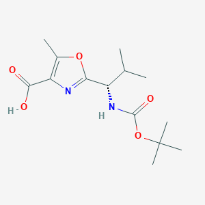 molecular formula C14H22N2O5 B2768965 2-{(1S)-1-[(tert-butoxycarbonyl)amino]-2-methylpropyl}-5-methyl-1,3-oxazole-4-carboxylic acid CAS No. 941302-55-2