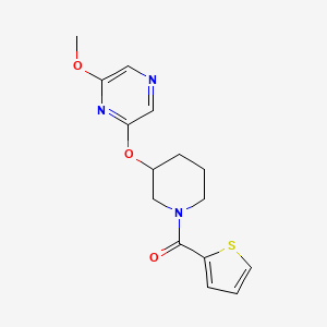 molecular formula C15H17N3O3S B2768967 (3-((6-Methoxypyrazin-2-yl)oxy)piperidin-1-yl)(thiophen-2-yl)methanone CAS No. 2034481-20-2