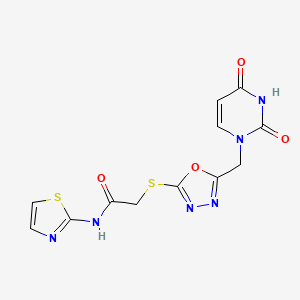 2-((5-((2,4-dioxo-3,4-dihydropyrimidin-1(2H)-yl)methyl)-1,3,4-oxadiazol-2-yl)thio)-N-(thiazol-2-yl)acetamide