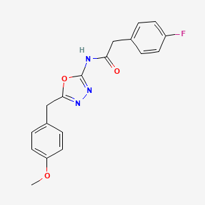 2-(4-fluorophenyl)-N-(5-(4-methoxybenzyl)-1,3,4-oxadiazol-2-yl)acetamide