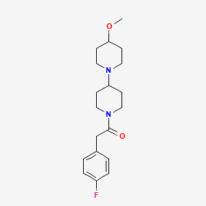 molecular formula C19H27FN2O2 B2768981 2-(4-氟苯基)-1-{4-甲氧基-[1,4'-联哌啶]-1'-基}乙酮 CAS No. 1705305-84-5
