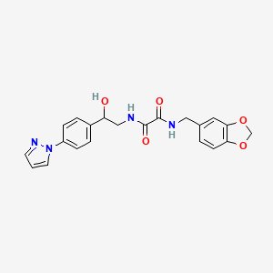 molecular formula C21H20N4O5 B2768989 N-[(2H-1,3-benzodioxol-5-yl)methyl]-N'-{2-hydroxy-2-[4-(1H-pyrazol-1-yl)phenyl]ethyl}ethanediamide CAS No. 2415530-81-1