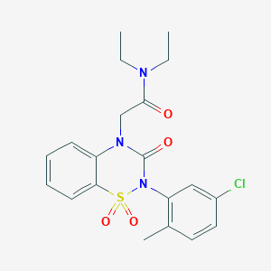 molecular formula C20H22ClN3O4S B2768993 2-(2-(5-chloro-2-methylphenyl)-1,1-dioxido-3-oxo-2H-benzo[e][1,2,4]thiadiazin-4(3H)-yl)-N,N-diethylacetamide CAS No. 899949-76-9