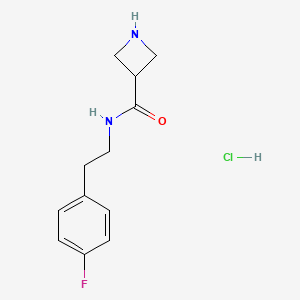 molecular formula C12H16ClFN2O B2768995 N-[2-(4-氟苯基)乙基]氮杂环丁烷-3-甲酰胺；盐酸盐 CAS No. 1316221-64-3