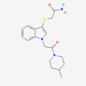 molecular formula C18H23N3O2S B2769002 2-((1-(2-(4-methylpiperidin-1-yl)-2-oxoethyl)-1H-indol-3-yl)thio)acetamide CAS No. 878055-52-8