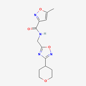 molecular formula C13H16N4O4 B2769006 5-methyl-N-((3-(tetrahydro-2H-pyran-4-yl)-1,2,4-oxadiazol-5-yl)methyl)isoxazole-3-carboxamide CAS No. 2034517-66-1
