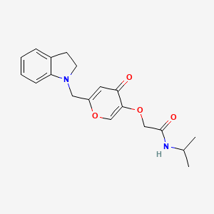 molecular formula C19H22N2O4 B2769019 2-((6-(indolin-1-ylmethyl)-4-oxo-4H-pyran-3-yl)oxy)-N-isopropylacetamide CAS No. 898420-36-5