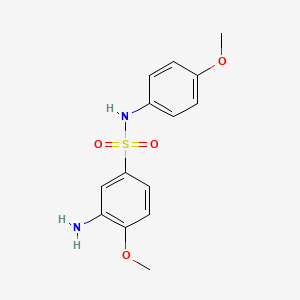 molecular formula C14H16N2O4S B2769032 3-amino-4-methoxy-N-(4-methoxyphenyl)benzene-1-sulfonamide CAS No. 131732-78-0