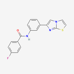 molecular formula C18H12FN3OS B2769033 4-fluoro-N-(3-(imidazo[2,1-b]thiazol-6-yl)phenyl)benzamide CAS No. 893967-71-0
