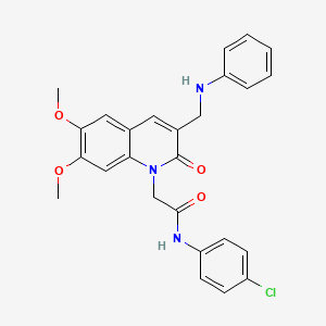 molecular formula C26H24ClN3O4 B2769042 2-[3-(anilinomethyl)-6,7-dimethoxy-2-oxoquinolin-1(2H)-yl]-N-(4-chlorophenyl)acetamide CAS No. 894549-12-3