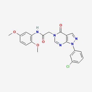 molecular formula C21H18ClN5O4 B2769043 2-(1-(3-chlorophenyl)-4-oxo-1H-pyrazolo[3,4-d]pyrimidin-5(4H)-yl)-N-(2,5-dimethoxyphenyl)acetamide CAS No. 895016-20-3