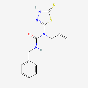 molecular formula C13H14N4OS2 B2769050 N-烯丙基-N'-苄基-N-(5-硫代氧代-4,5-二氢-1,3,4-噻二唑-2-基)脲 CAS No. 866042-00-4
