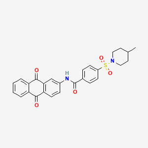 molecular formula C27H24N2O5S B2769066 N-(9,10-二氢氧化-9,10-二氢蒽-2-基)-4-((4-甲基哌啶-1-基)磺酰基)苯甲酰胺 CAS No. 442556-94-7